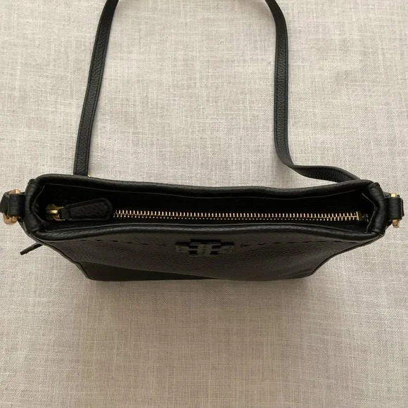 NEW Tory Burch Devon Black Pebble Leather Crossbody Bag NWOT - Picture 6 of 12